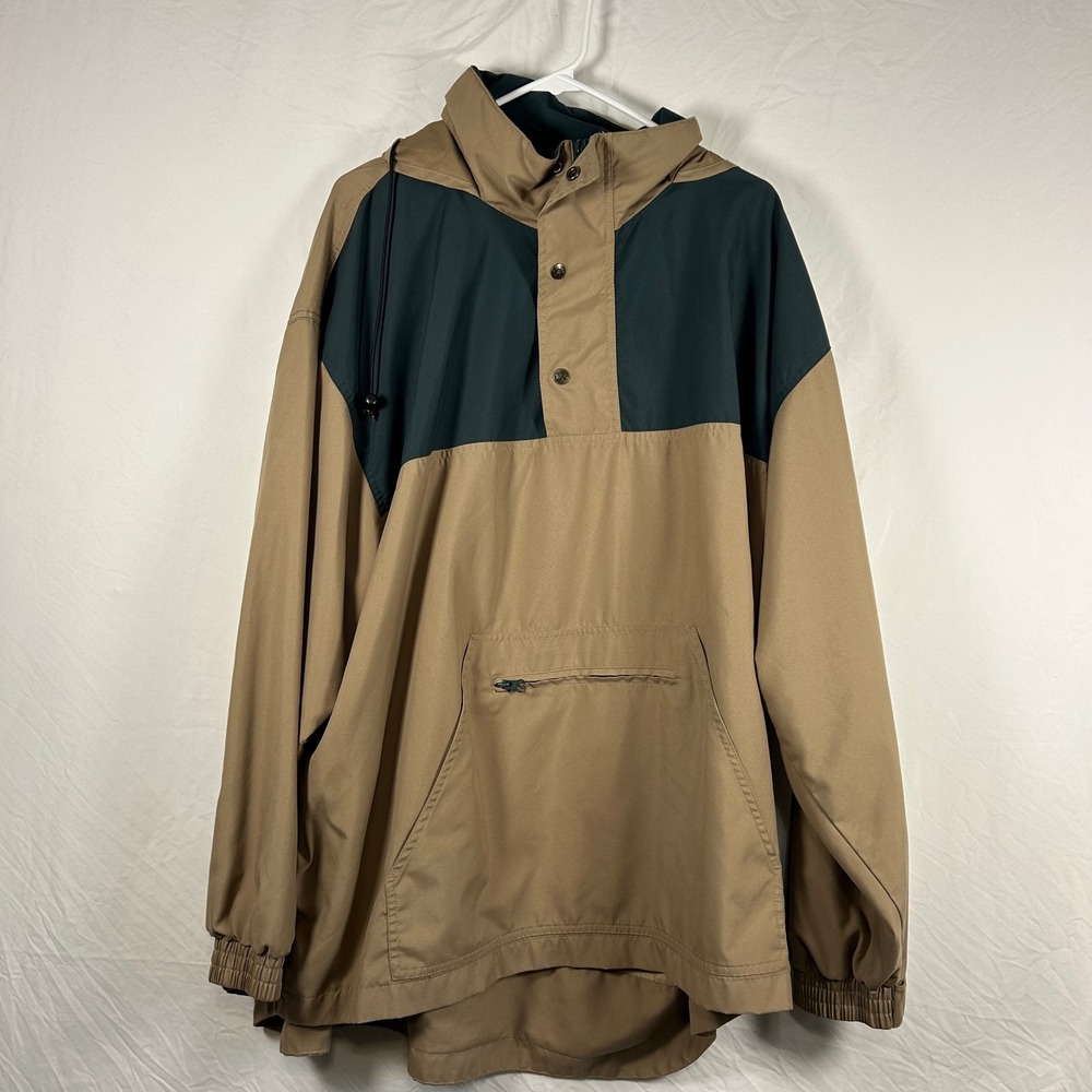 Vintage Lee Casual Collection Anorak Jacket Mens 2XL Tan Green Y2K Windbreaker